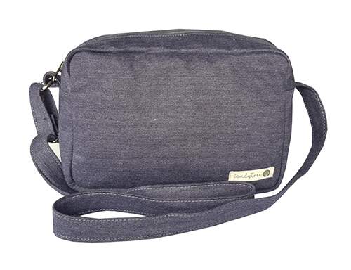 bolsa necessaire moleton cinza azulado